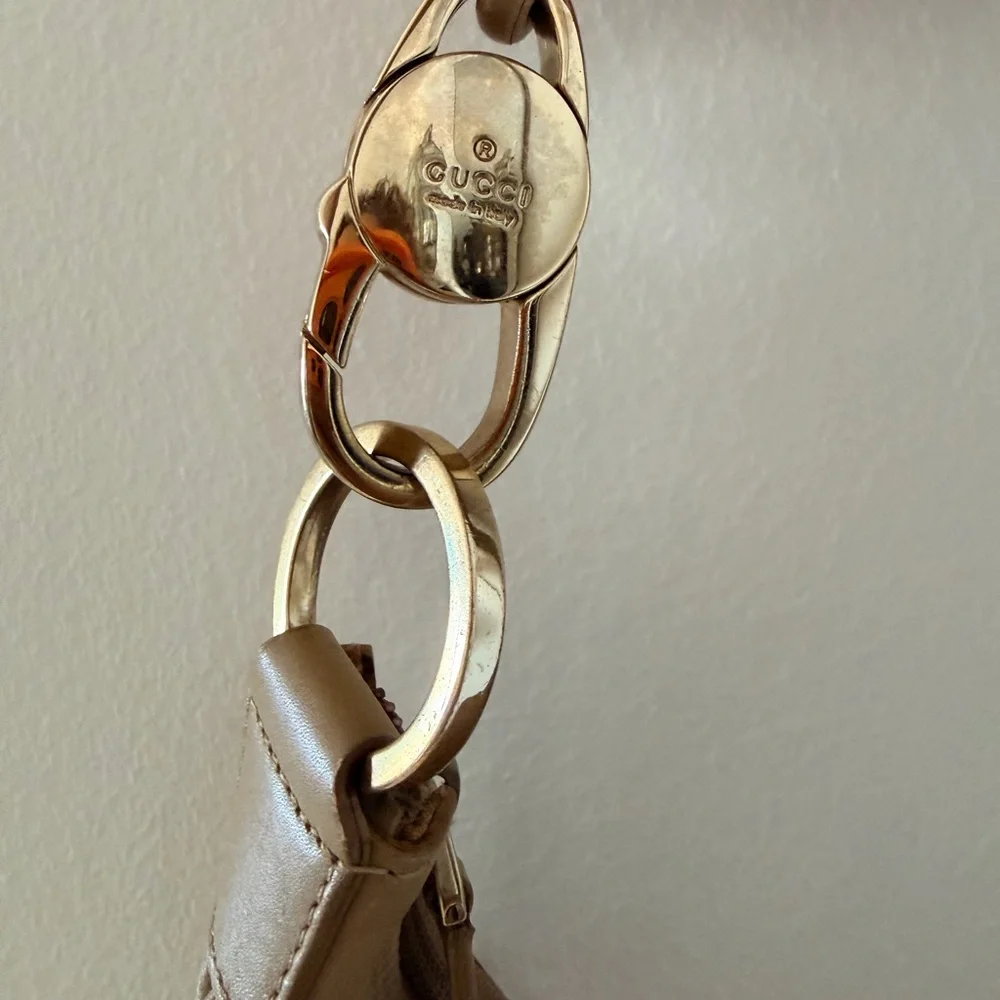 Gucci Tan Monogram Suede Shoulder Bag with Gold Hardware - Picture 5 of 16